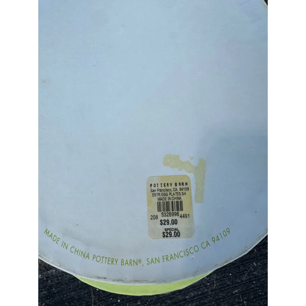 Pottery Barn Easter Egg Ruffle Plates 5326996 Set of 4 Multi-Color Stoneware NEW